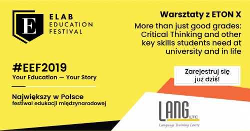Warsztaty More than just good grades: Critical Thinking and other key skills students need at university and in life