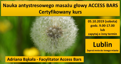 Nauka antstresowego masażu głowy ACCESS BARS - certyfikowany kurs