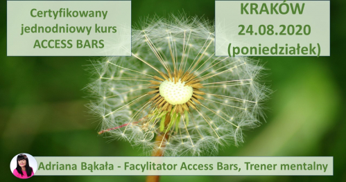 Certyfikowany jednodniowy kurs  ACCESS BARS - KLASA BARS Kraków sierpień 2020