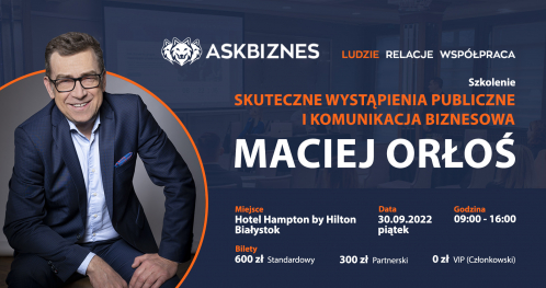 Szkolenie ASK Biznes | Maciej Orłoś  - Skuteczne wystąpienia publiczne i komunikacja biznesowa