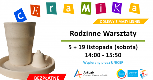 Warsztaty ceramiczne - odlewanie z masy lejnej / MISKI / bezpłatne / 5 listopada + 19 listopada / godzina 14:00 - 15:50