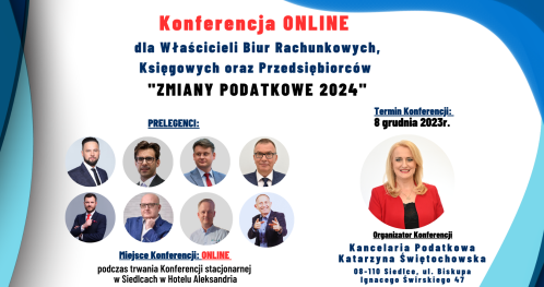 Konferencja ONLINE "ZMIANY PODATKOWE 2024"
