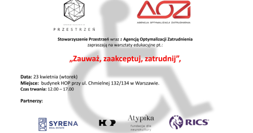 Warsztaty edukacyjne "Zauważ, zaakceptuj, zatrudnij"