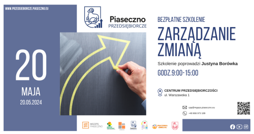 Bezpłatne szkolenie w Centrum Przedsiębiorczości w Piasecznie "Zarządzanie zmianą"