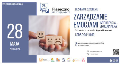 Bezpłatne warsztaty w Centrum Przedsiębiorczości w Piasecznie "Zarządzanie emocjami- inteligencja emocjonalna"