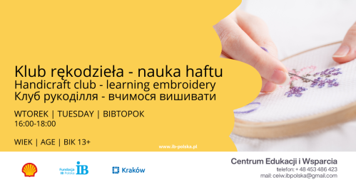 Klub rękodzieła - nauka haftu | Handicraft club - learning embroidery | Клуб рукоділля - вчимося вишивати