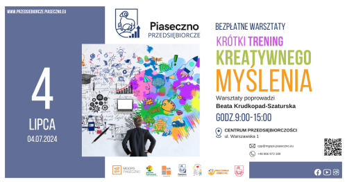Bezpłatny warsztat w Centrum Przedsiębiorczości w Piasecznie "Krótki trening kreatywnego myślenia"