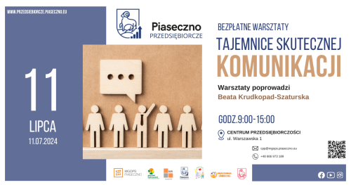 Bezpłatny warsztat w Centrum Przedsiębiorczości w Piasecznie "Tajemnice skutecznej komunikacji"