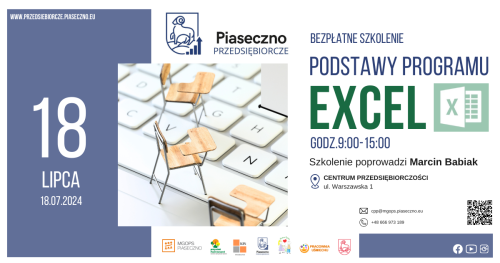 Bezpłatne szkolenie w Centrum Przedsiębiorczości w Piasecznie "Podstawy programu Excel"