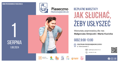 Bezpłatny warsztat w Centrum Przedsiębiorczości w Piasecznie "Jak słuchać, żeby usłyszeć"