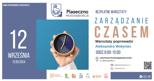 Bezpłatne warsztaty w Centrum Przedsiębiorczości "Zarządzanie czasem"