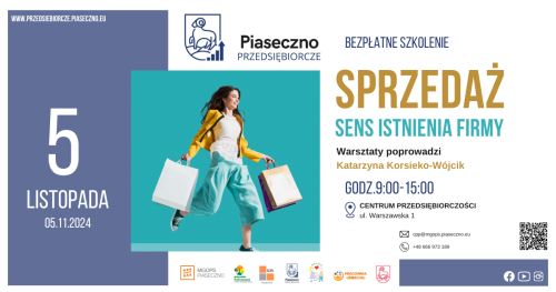 Bezpłatne szkolenie w Centrum Przedsiębiorczości w Piasecznie "Sprzedaż- sens istnienia firmy"