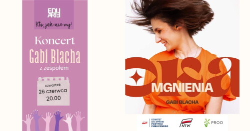 Koncert Gabi Blacha z zespołem 26.06, godz.20.00.