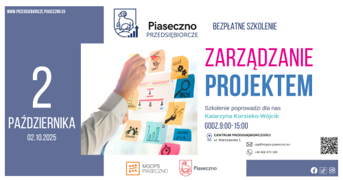 Bezpłatne szkolenie w Centrum Przedsiębiorczości w Piasecznie "Zarządzanie projektem"