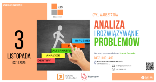 Bezpłatny warsztat w Centrum Przedsiębiorczości w Piasecznie "Analiza i rozwiazywanie problemów"