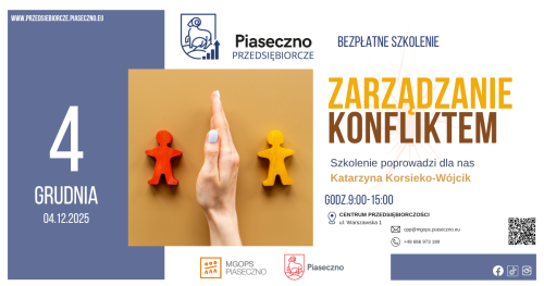 Bezpłatne szkolenie w Centrum Przedsiębiorczości w Piasecznie "Zarządzanie konfliktem"