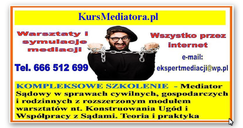Mediator Sądowy i pozasądowy- Mediacja szybki certyfikowany kurs całkowicie online