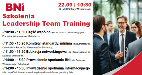 LTT - szkolenie dla Liderów BNI (bilet z lunchem)