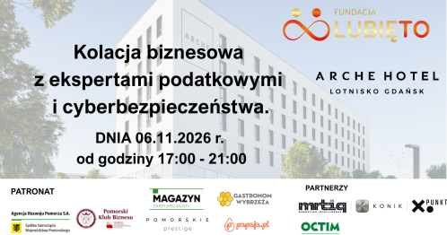 Kolacja biznesowa z ekspertami podatkowymi i cyberbezpieczeństwa.