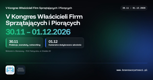 V KONGRES WŁAŚCICIELI FIRM SPRZĄTAJĄCYCH I PIORĄCYCH 30.11-01.12.2026 r. Wołomin pod Warszawą. - LISTA PIERWSZEŃSTWA